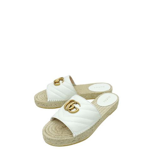 gucci espadrille slides white|gucci marmont espadrille slides.